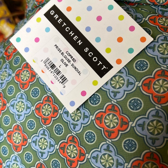 Gretchen Scott Priss Blouse-Sundial Olive Large - Picture 11 of 11